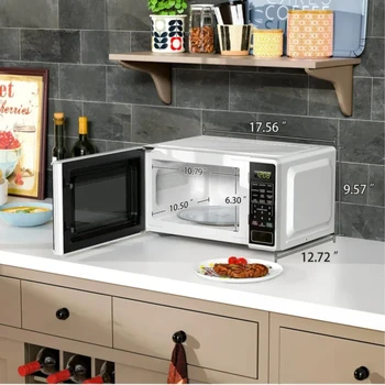 0.7 Cu ft Countertop Microwave Oven, 700 Watts, White,red,black 1