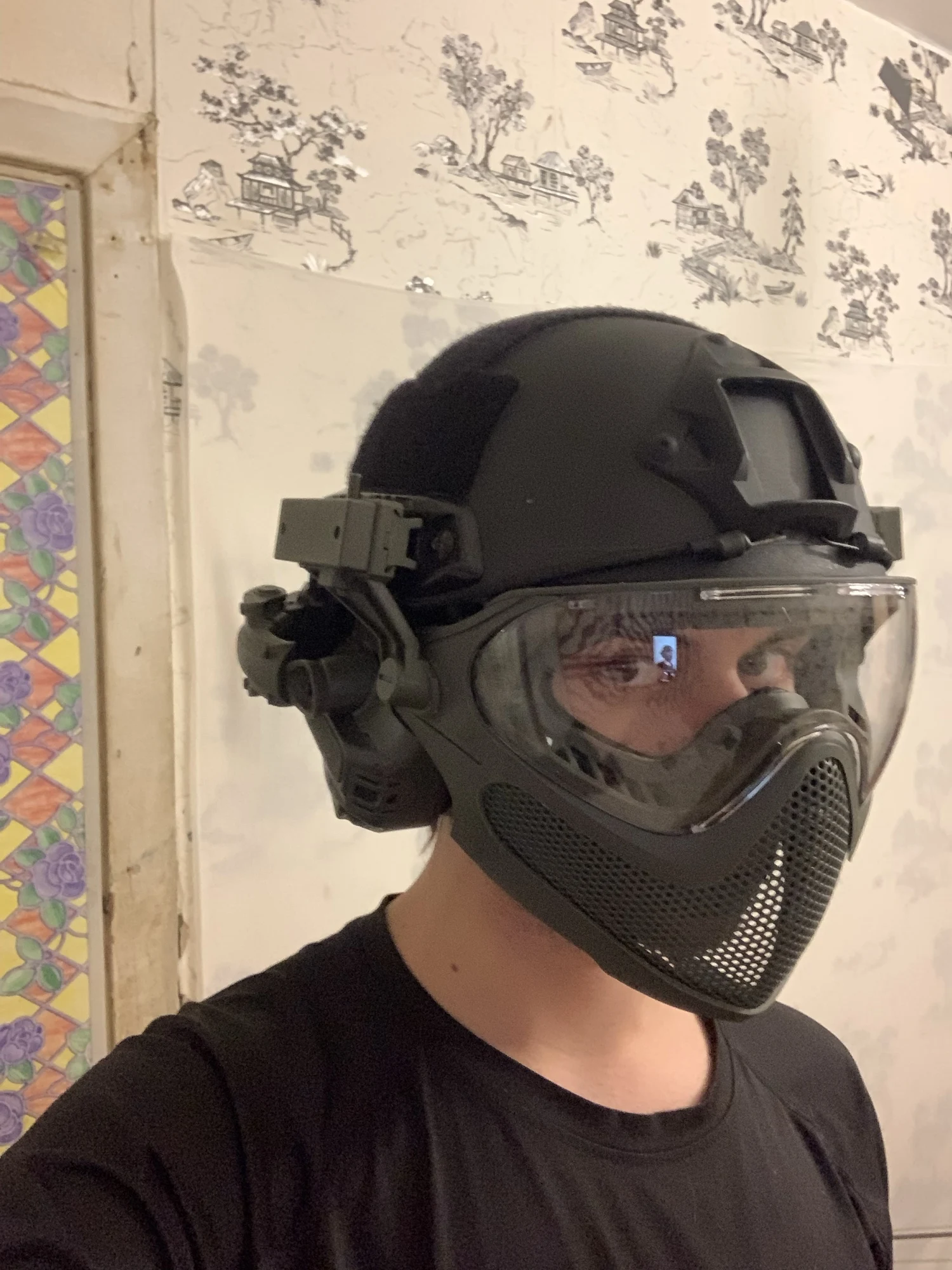 Tactical Face Mask Anti-Fog Goggle Paintball Airsoft Cs Shooting Steel Mesh Breathable Protective Head Helmet Masks Hunting Gear photo review