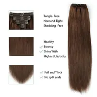 Pince à cheveux humains droite dans les Extensions de cheveux 100% non transformés pleine tête cheveux vierges brésiliens couleur noire naturelle 8 pièces avec 120G 5