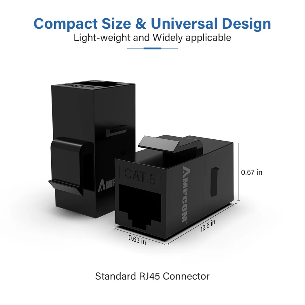 CAT6A RJ45 Inline Coupler Keystone Jack, AMPCOM RJ45 Cat6 CAT5E Straight-Through Keystone Module Extender Adapter Couplers