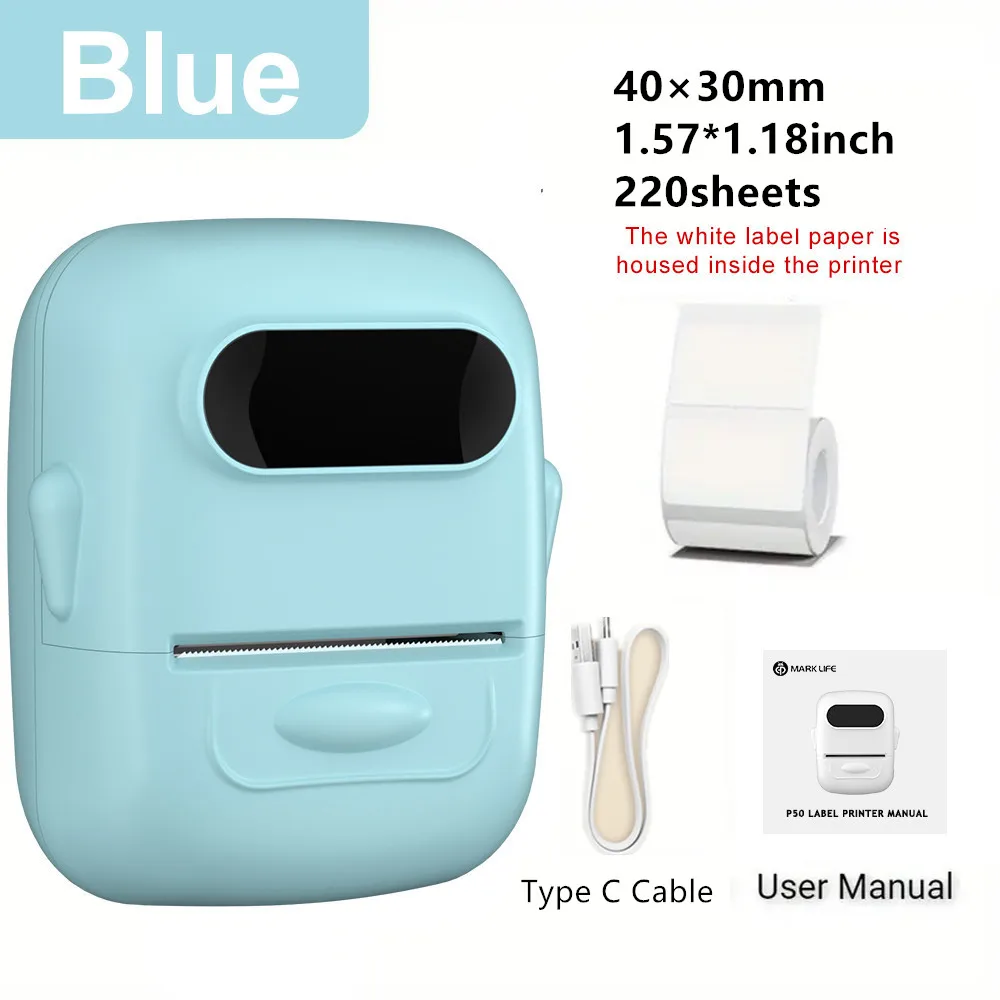 Inkless Bluetooth Thermal Label Printer with DIY Pattern and Barcode Capabilities