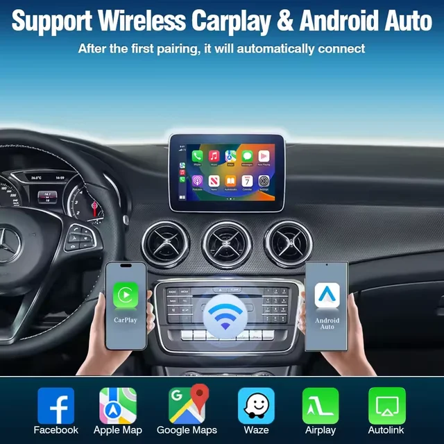 Wireless CarPlay Android Auto Decoder For Mercedes Benz GLC CLA GLA C Class W205 NTG5.0 2015 2016 2017 2018 Mirror Link Module 2