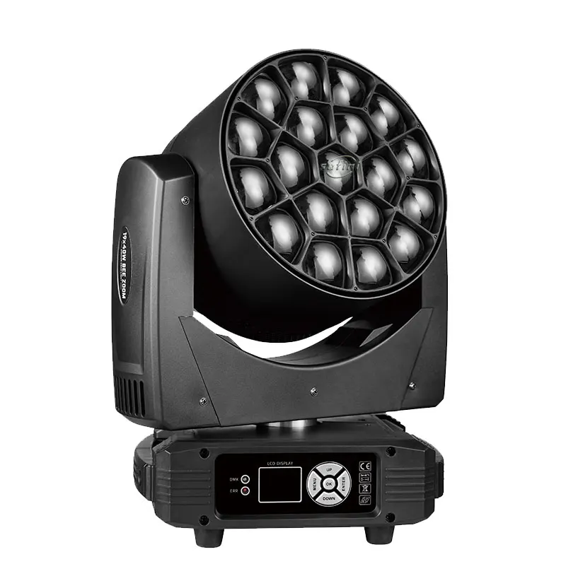 Flightcase 4Pcs ZOOM and Rotation 19x40W high power RGBW 4in1 LEDs  RGBW 760W Big Bee Eye  Bar Stage Effect Light 2