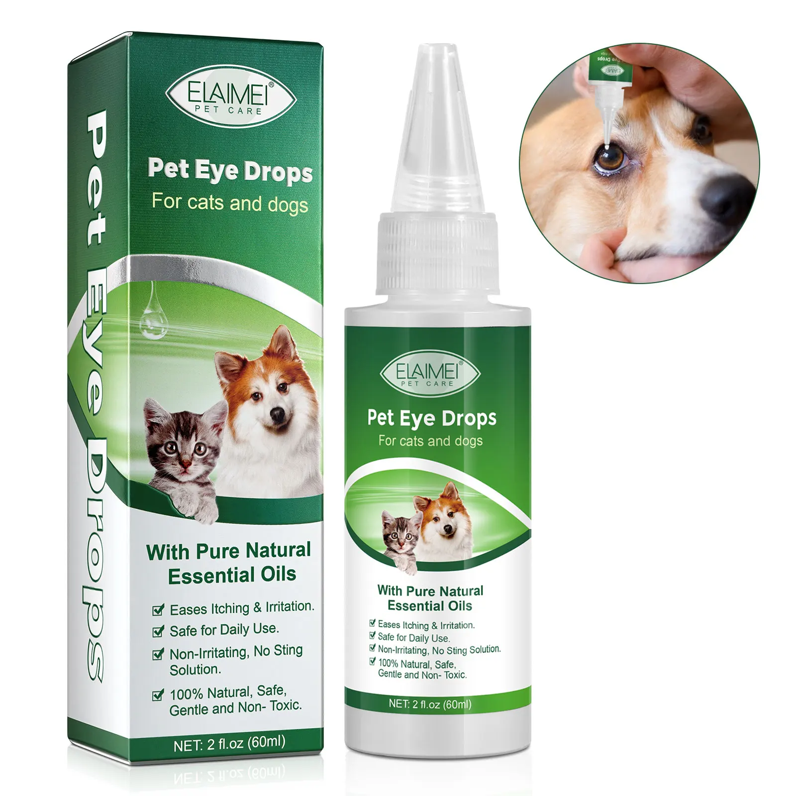 Multi-Purpose Sterile Eye Wash Cleaner and Rinse Tear Stain Reducer for Allergies Debris Mucus Irritation Weepy for Dogs and Cat