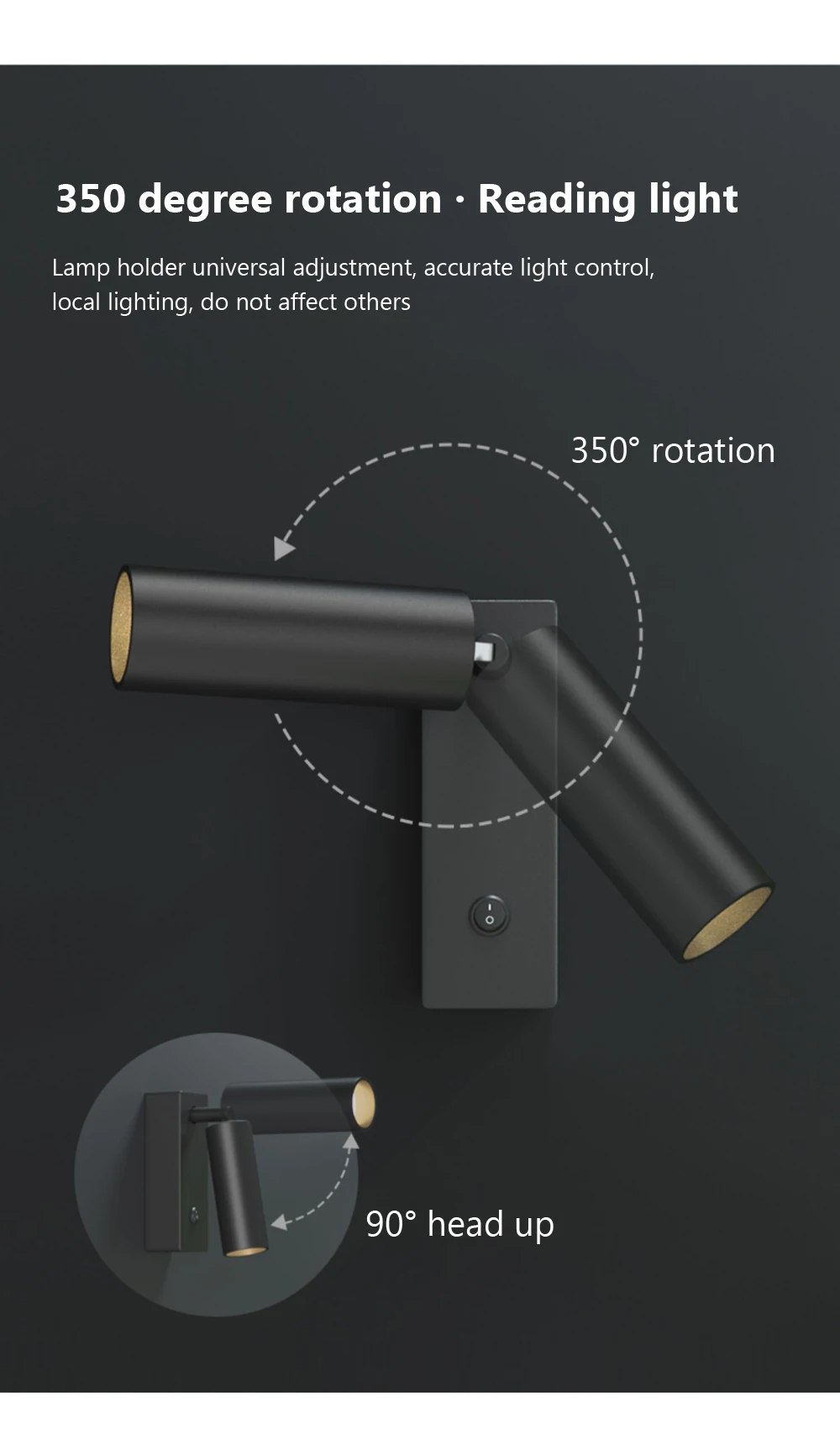 3W Led 벽 조명 백라이트 현대 스타일 접이식 350도 회전 벽 램프 호텔 침실 머리맡 연구 독서 Sconce 램프