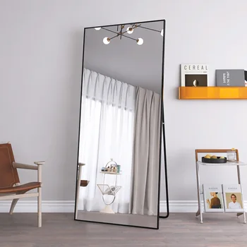 Anajqaqia Large High Definition Floor Mirror 180x80cm, Standing Mirror for Hanging or Leaning on the Wall, Black 1
