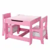 AOOU Kids Table and 2 Chairs Set, 3-in-1 Wooden Activity Table, w/Detachable Storage Drawer, Drawing Reading Black Board Desk 6