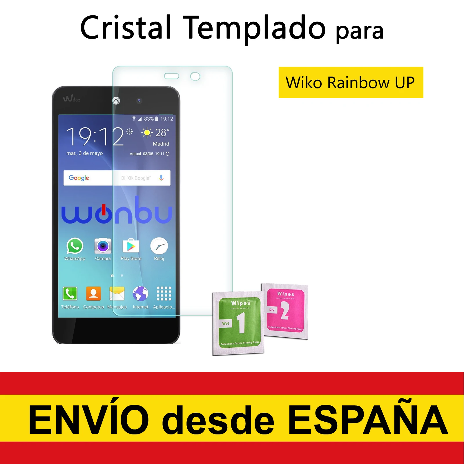 Proteggi Schermo In Vetro Temperato Per Wiko Rainbow Up Qualità Premium 9H 0.33Mm