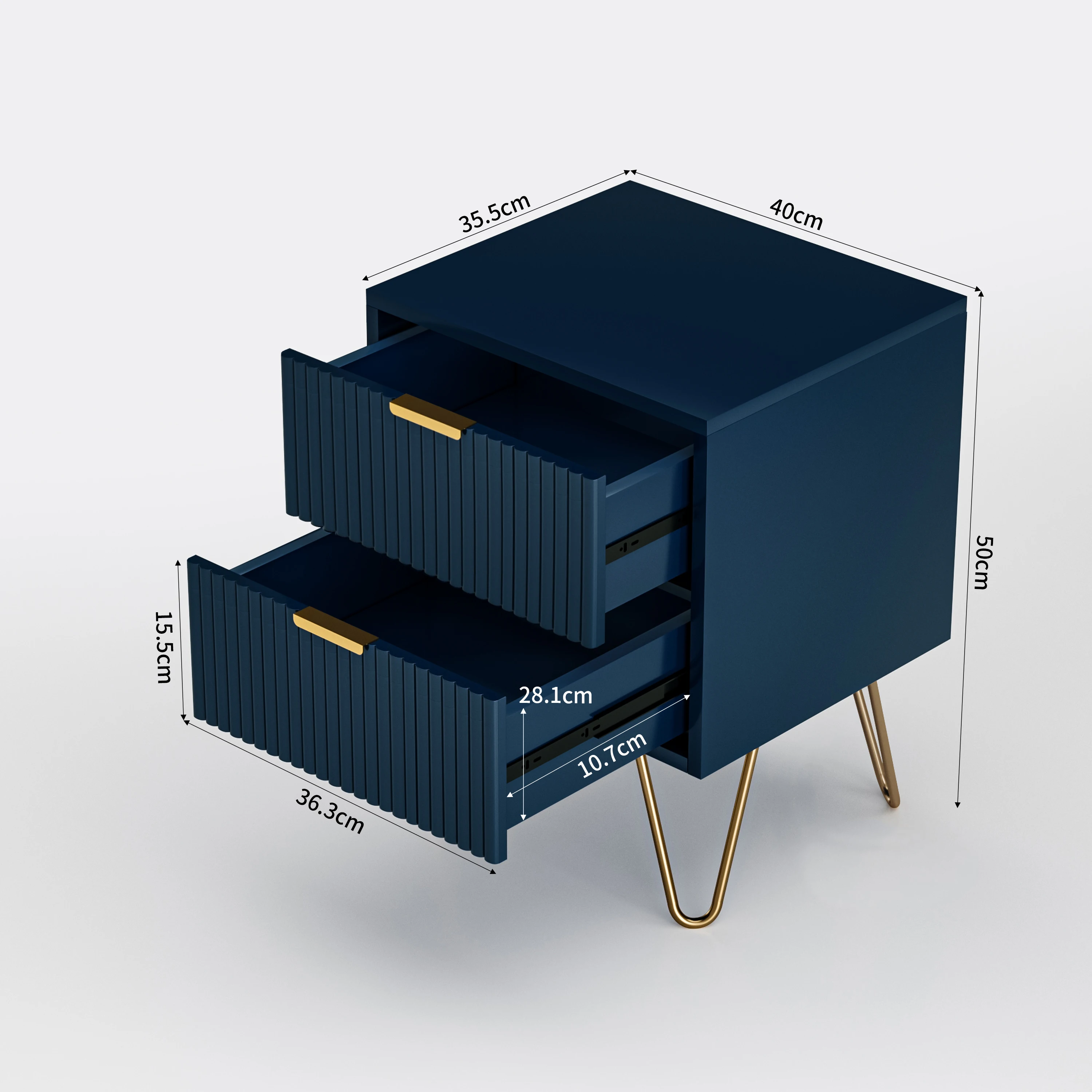 Bleu foncé-2 tiroirs