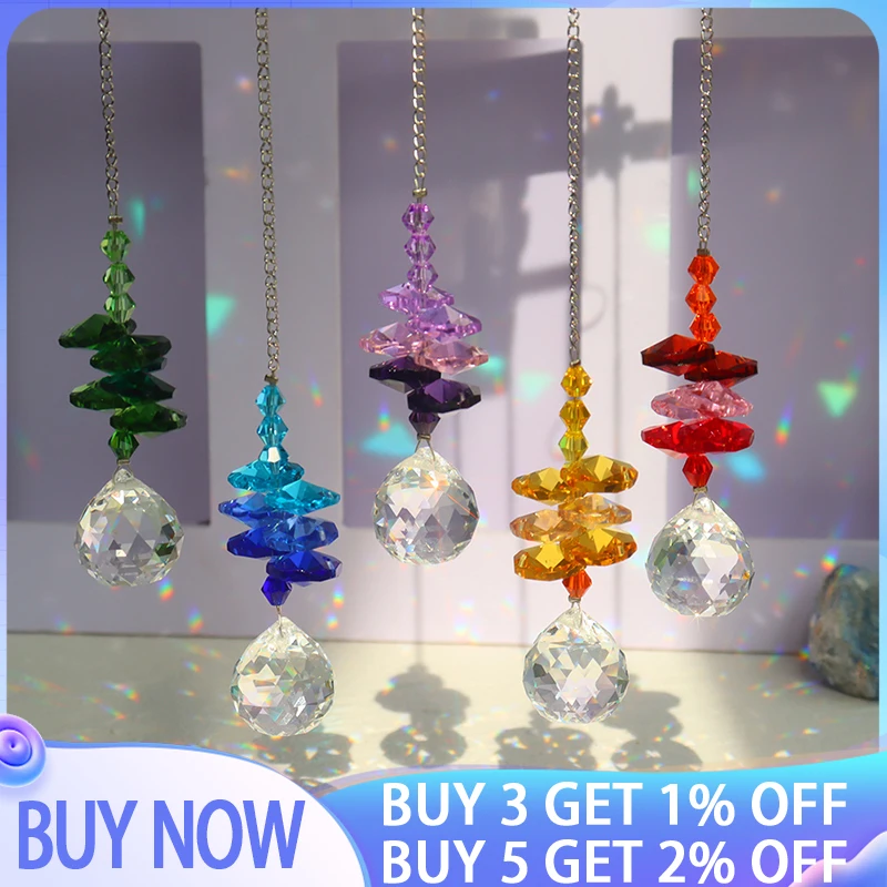 Suncatcher Crystal Wind Chimes Heart Pendant Handmade Sun Light Catcher Handmade Garden Window Wedding Curtain Decor Sunburst