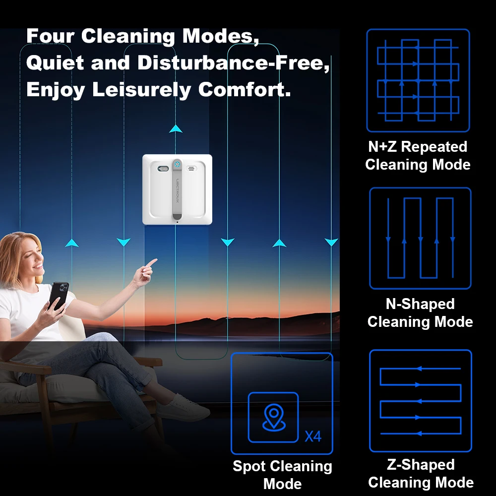 2026 روبوت تنظيف النوافذ Liectroux S9 مزود بفرشتين...