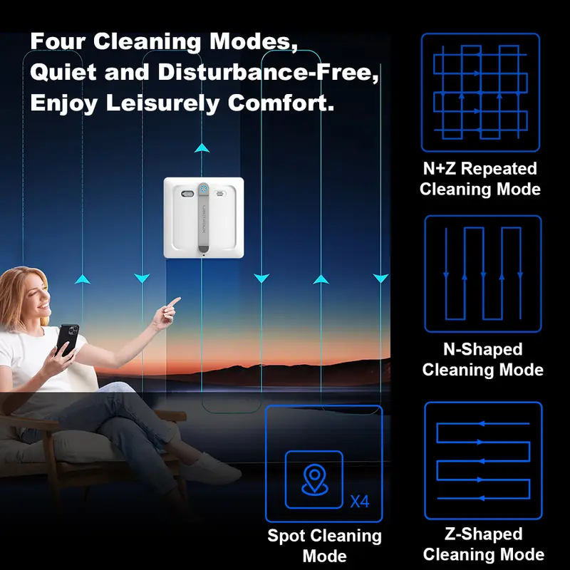 2026 Robot Window Vacuum Cleaner Liectroux S9,2 roller brusher,6-way water spray,10000PA Suction,Home Wall Glass Cleaning Robot - Image 4