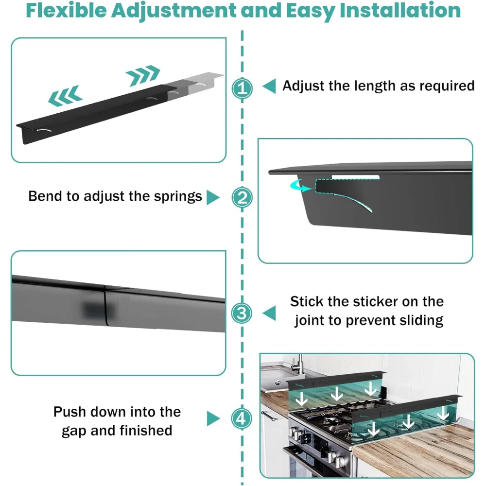 Silicone Stove Counter Gap Cover - Heat-Resistant, Stain-Resistant, Easy-Clean Sealant Strip