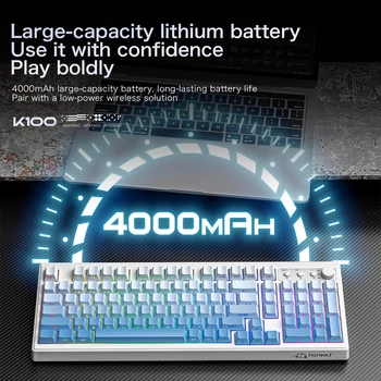 99Keys Wireless Mechanical Keyboard 3-Mode 2.4G/Bluetooth 5.0/USB-C 4000mAh Battery & RGB Backlit PBT Side-Printed Keycaps