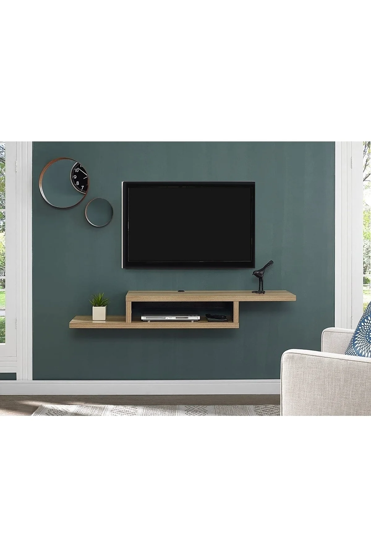 Libreria A Parete Con Supporto Tv In Rovere Da 100 Cm