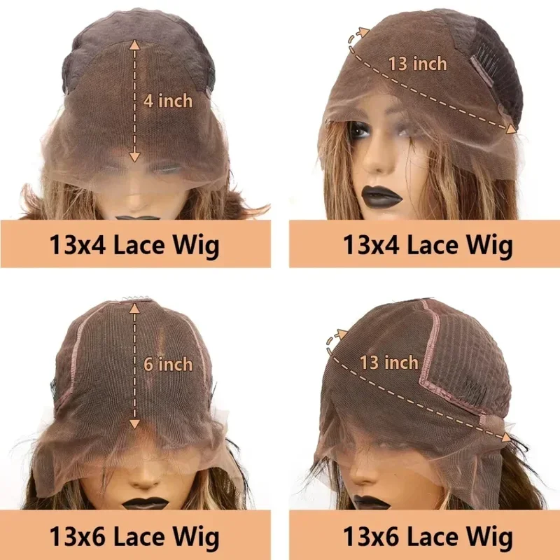 13x4 HD Chocolate Brown Bone Straight Lace Front Wig 32 Inch Lace Frontal Wig Human Hair Pre Plucked #4 Colored Human Hair Wig 6