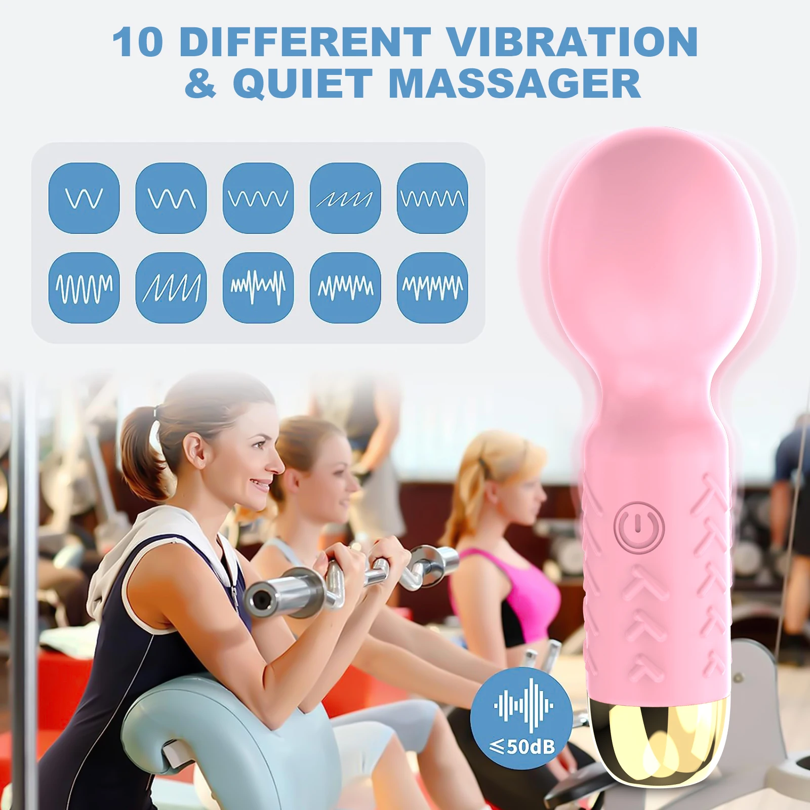 Personal Massager For Women, Mini Rechargeable Wand Massagers Cordless Powerful Wand With 10 Vibration For Soreness Relief