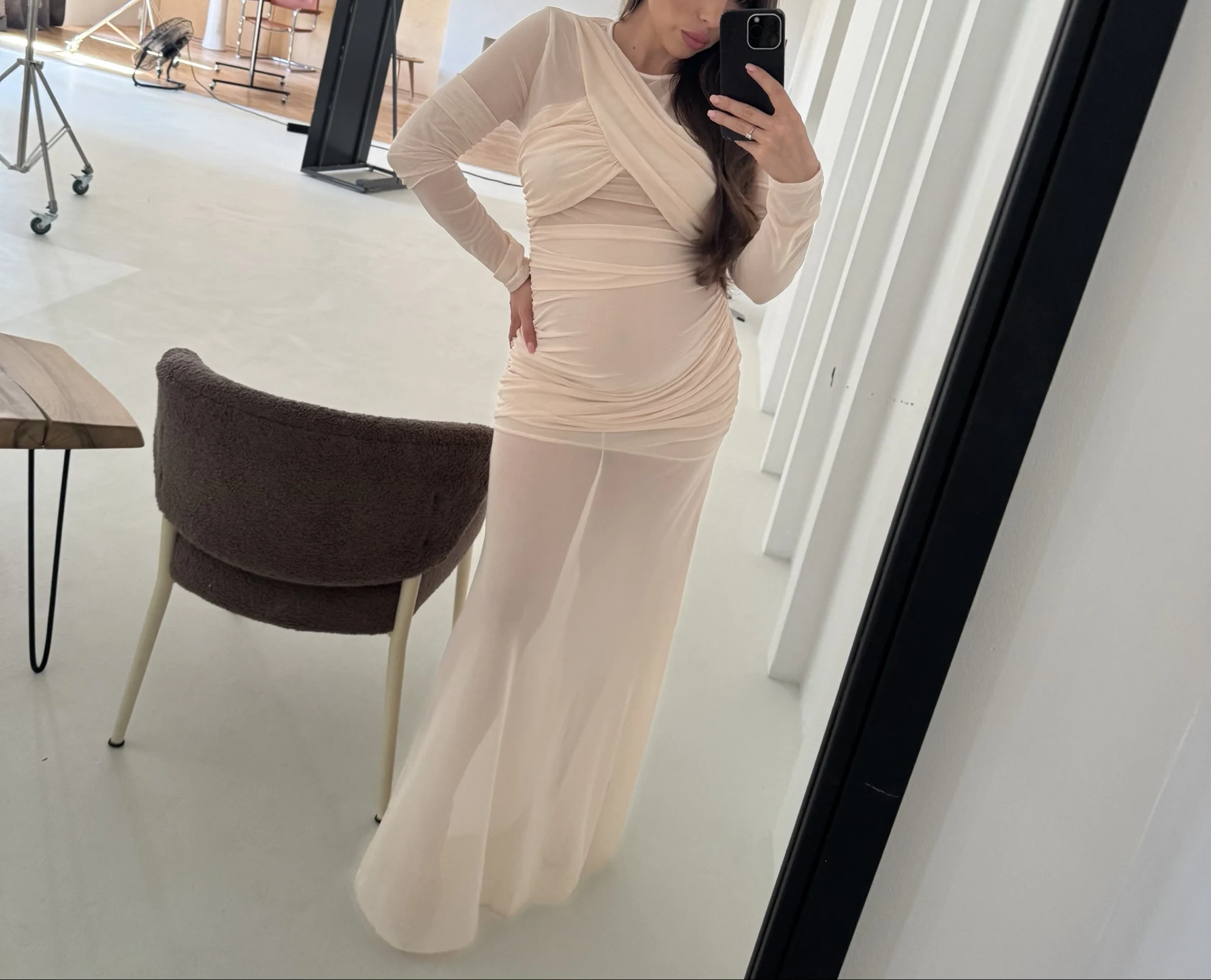 Sophisticated Long Sleeve Bodycon Dress with Mesh Patchwork photo review