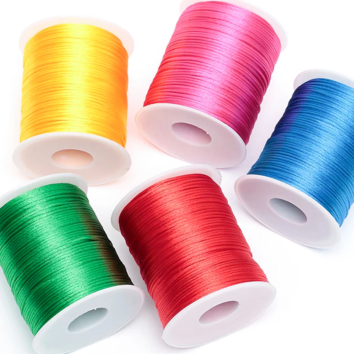 Nylon Satin Cord Chinese Knot Thread Bracelet Braided Macrame Silk Satin Rat Tail Rope For Jewelry Line Crafts 1.5mm/Roll