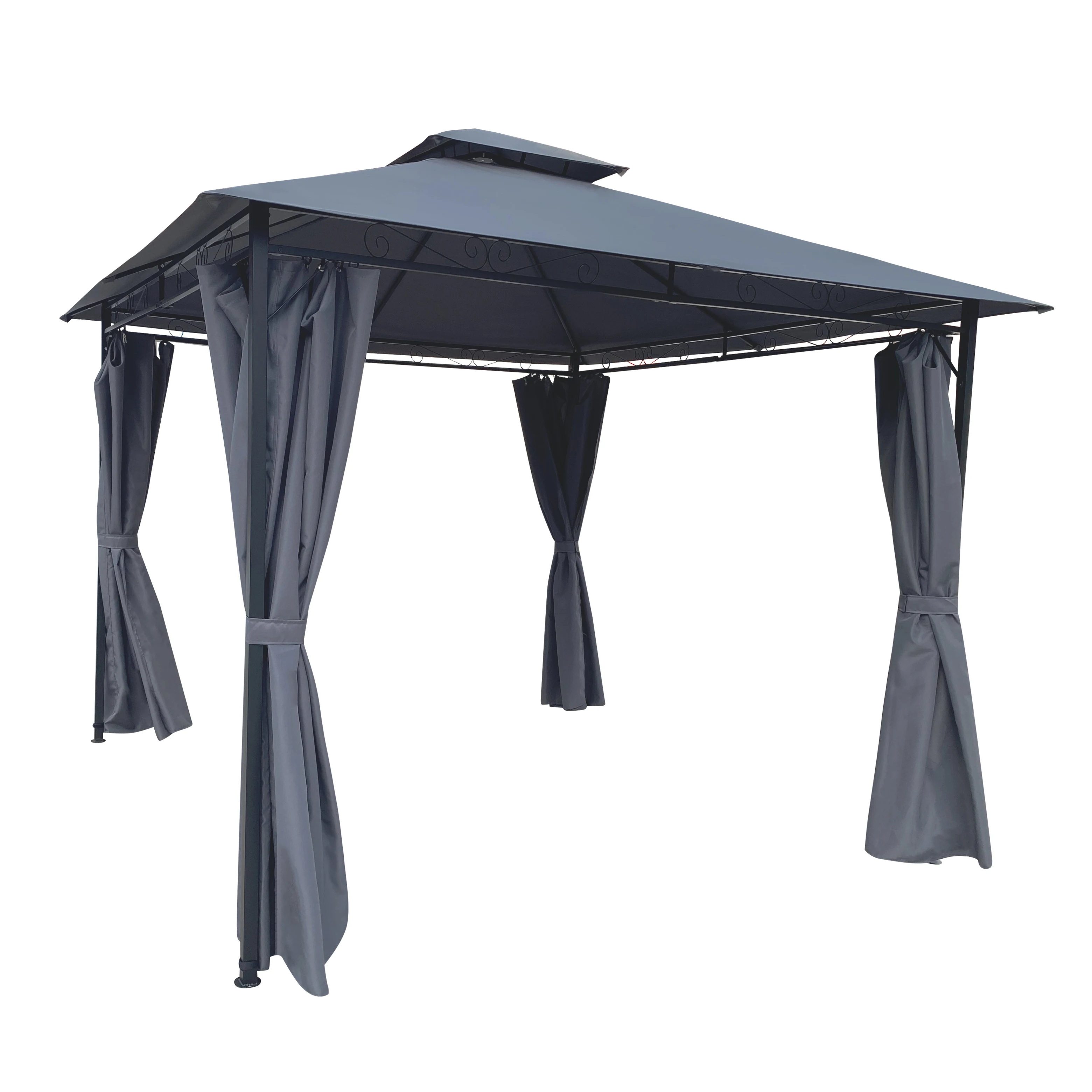  Gazebo para exteriores de 10 x 10 pies con cortinas de malla y  diseño de estante esquinero, toldo impermeable doble para patio, carpas de  jardín para fiestas, patio trasero, césped, color