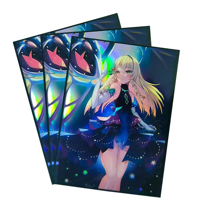 

100PCS 66x91mm Trading Cards Protector Holographic Animation PTCG WS Card Sleeves TCG Shield Laser Card Deck Cover Standard Size