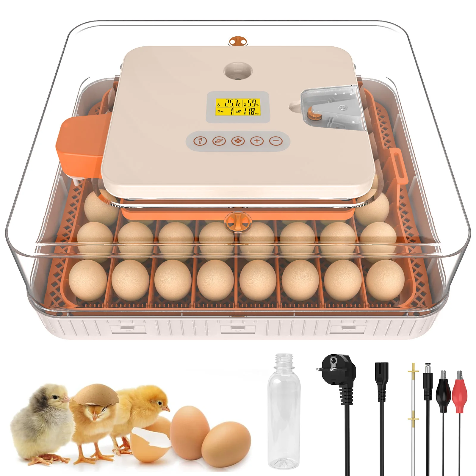 Mini-ei-incubator met Automatische Temperatuur-vochtigheidsregeling, 4 Eieren Candler Gevogelte-uitbroedmachine voor Kippen, Eenden, Duiven, Uitkomen (Automatisch draaien