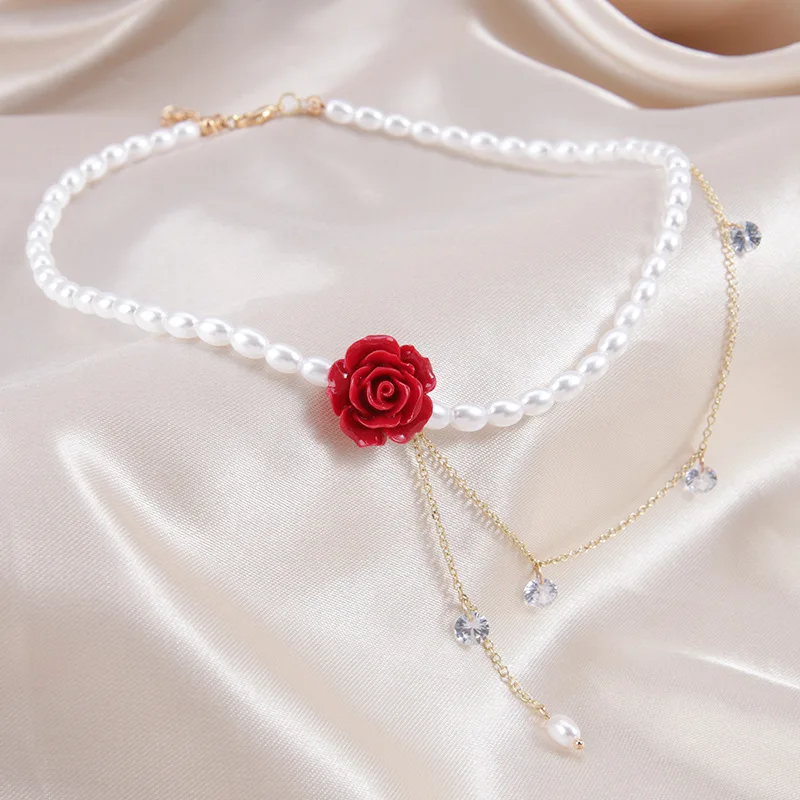 [leeENoir] 韓国☆Round Rose Pearl Necklace Darling Princess Choker – Lune