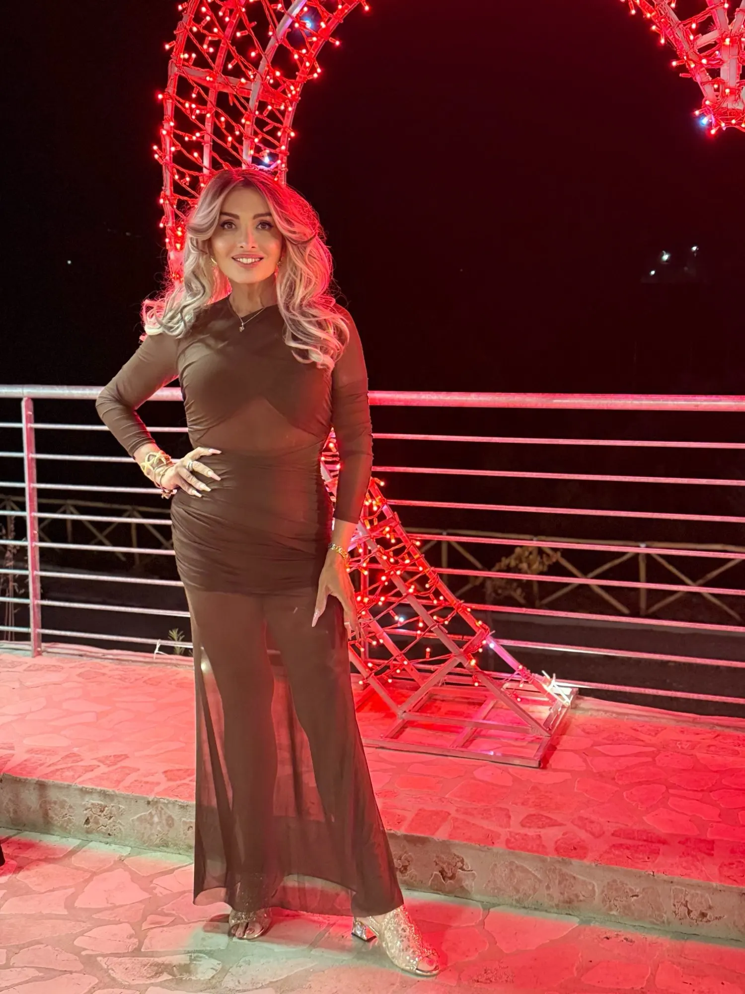 Sophisticated Long Sleeve Bodycon Dress with Mesh Patchwork photo review