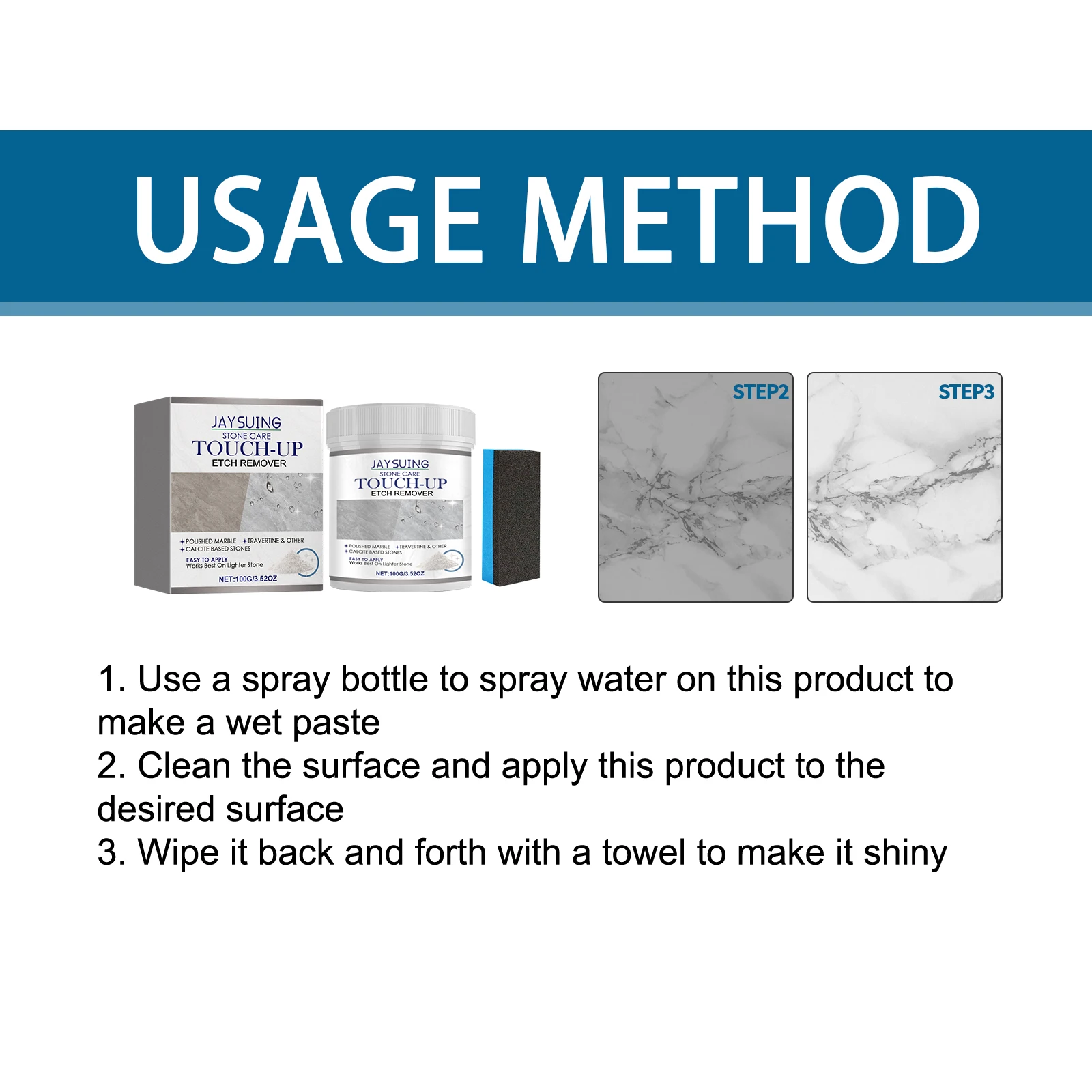 Marble Polishing Powder For Kitchen Quartz Tile Floor Stains Removal