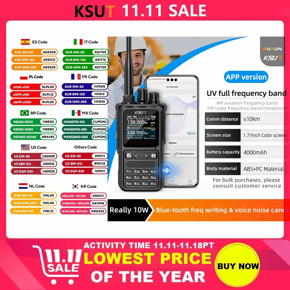 Portable Radio Connection Phone APP Wireless Programming HAM Walkie Talkie Long Range 10W Powerful Professional Transceiver Ham Radio Stations