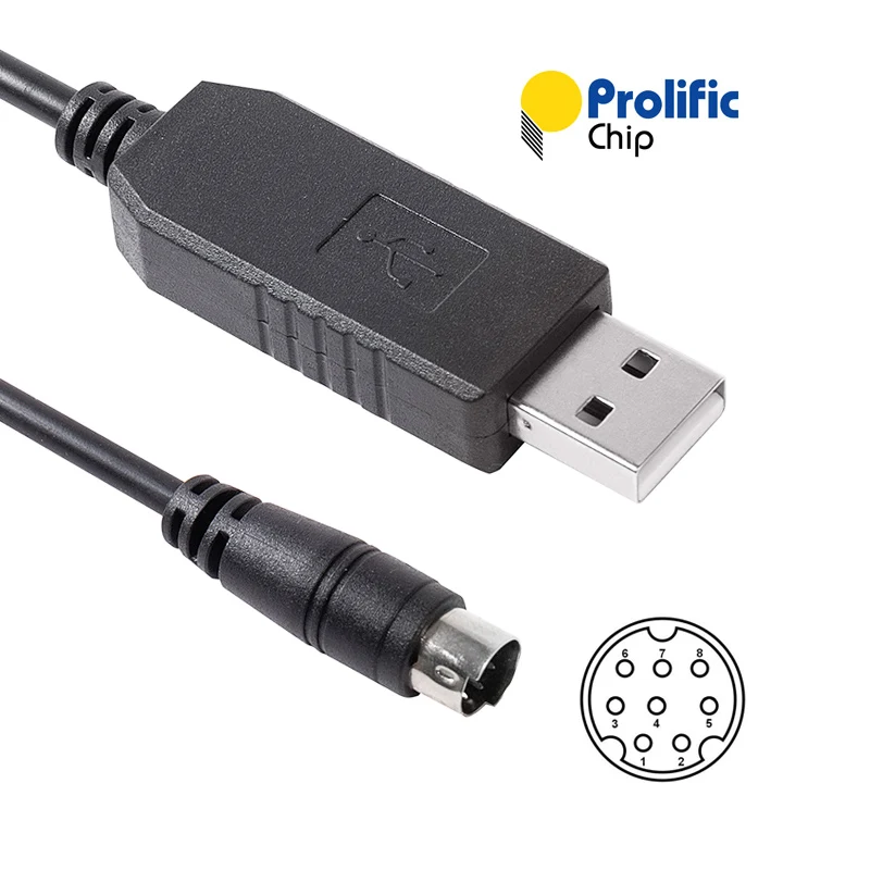 Prolific pl2303gt usb rs232 serial to mini din 8 pin cable for imada