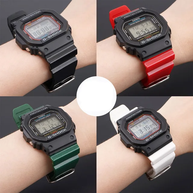 16mm Watch Strap For Casio G-shock Dw-6900 5600 Gw-m5610 Dw-5600e Ga-2100  Colorful Resin Rubber Wrist Band Bracelet Accessories - Watchbands -  AliExpress