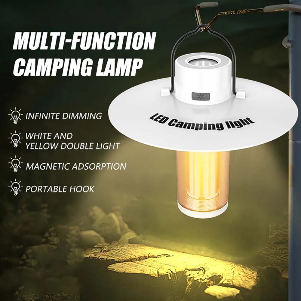 

2000mAh Camping Lantern with Bracket 5 Lighting Mode LED Atmosphere Light Flashlights USB Rechargeable Waterproof Emergency Lamp