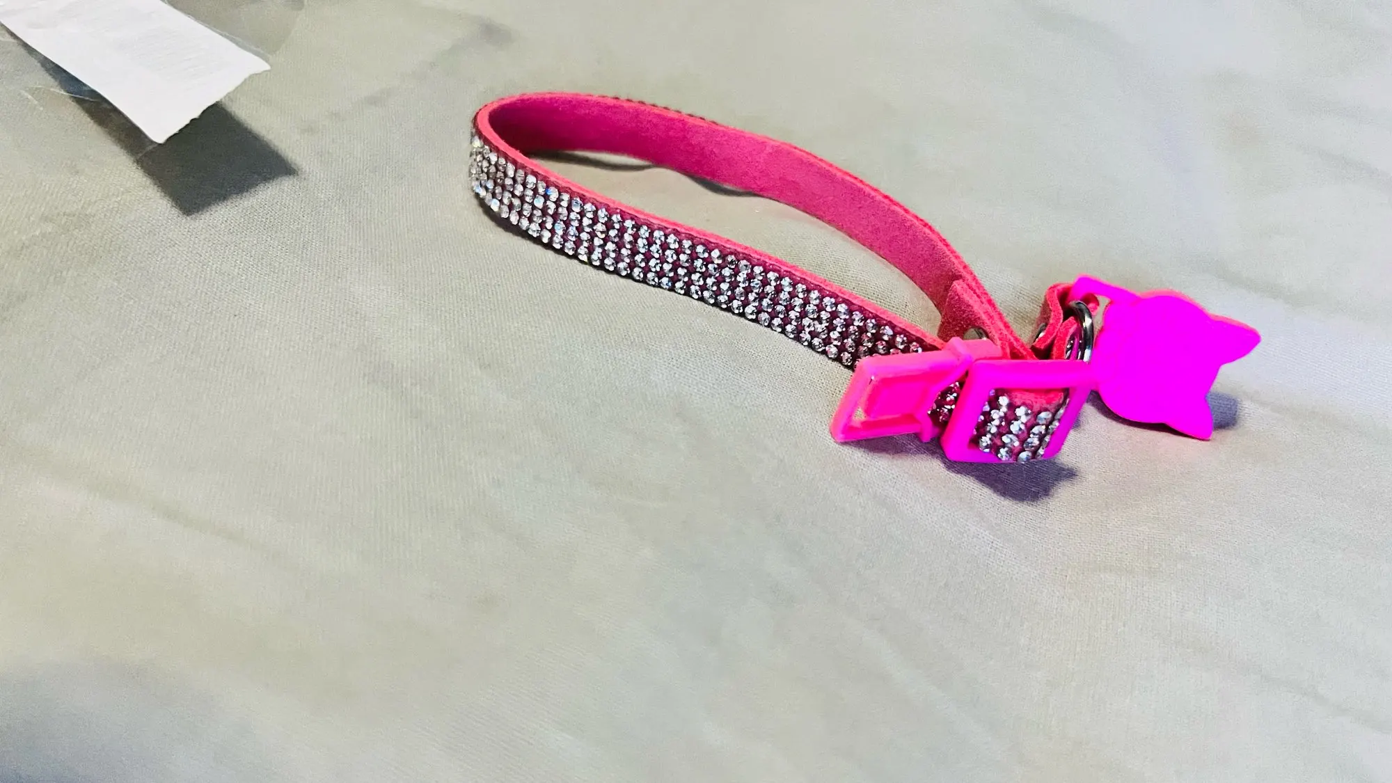 Sparkle Paws: Pink Suede Rhinestone Cat Collar with Safety Breakaway photo review