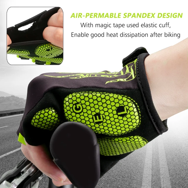 MOREOK Bike Gloves Breathable 5mm Gel Pads MTB Mountain Road Bicycle Gloves Shock-absorbing Half Finger Cycling Gloves Men Women 5