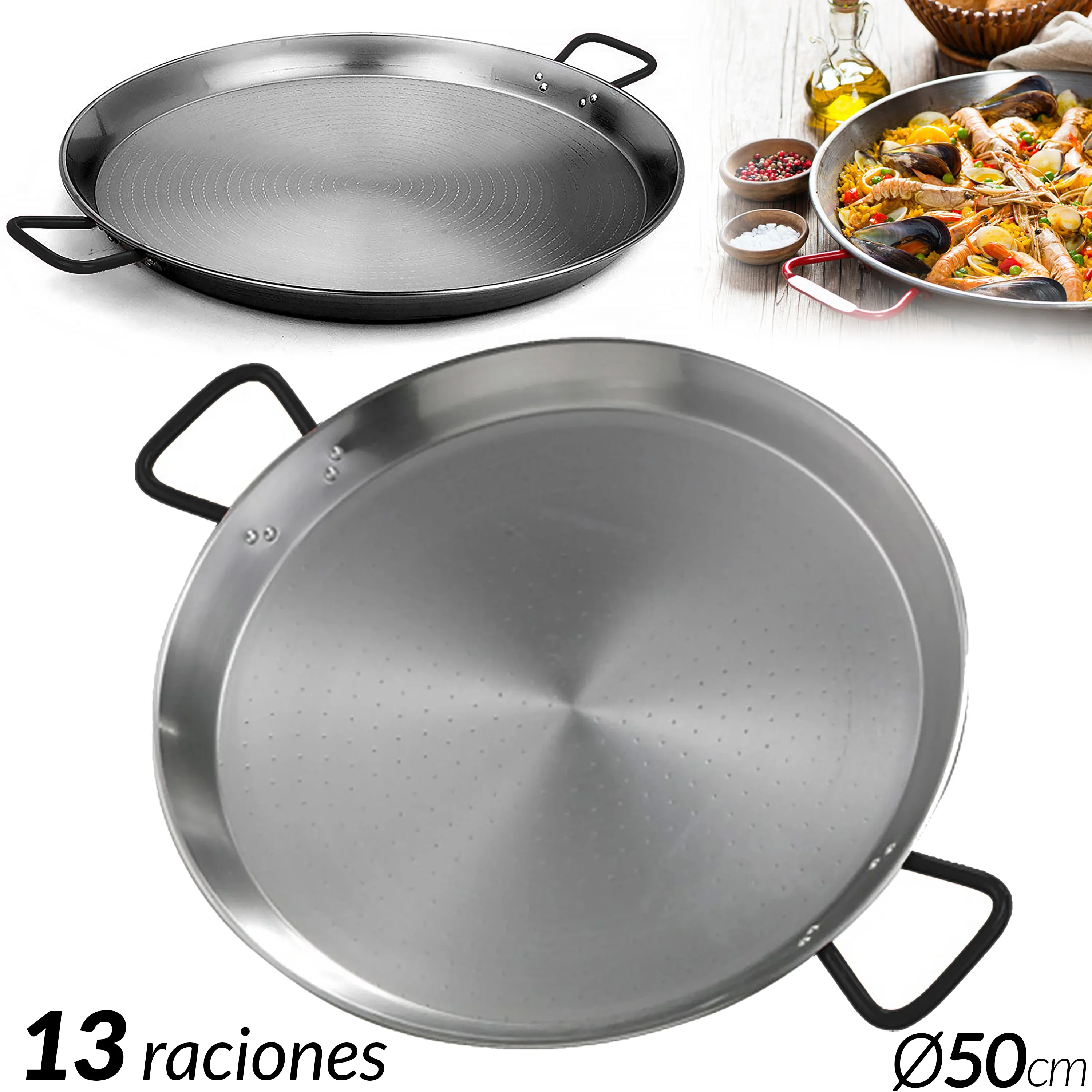 IBILI Paellapan Bistrot, 36 cm, roestvrij staal, antiaanbaklaag, 7