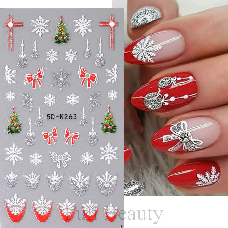 Winter Snowflake Holiday Nail Art