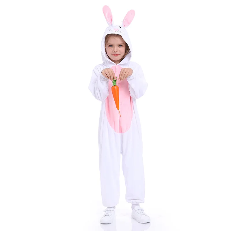 

Carnival Bunny Costume for Kids Cute Animals Jumpsuits Unisex Rabbit Onesie Easter Pajamas Easter Cosplay Clothes Soft Sleepwear