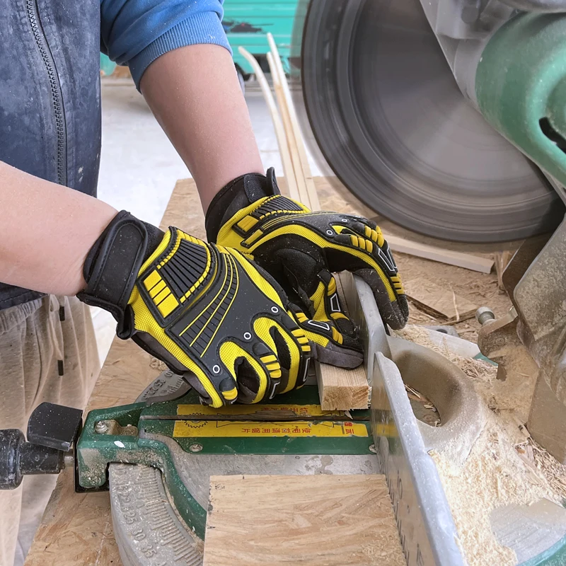 Heavy-Duty Synthetic Leather Work Gloves Impact Protection Mechanic Gloves Touchscreen Vibration Reduction - Image 5