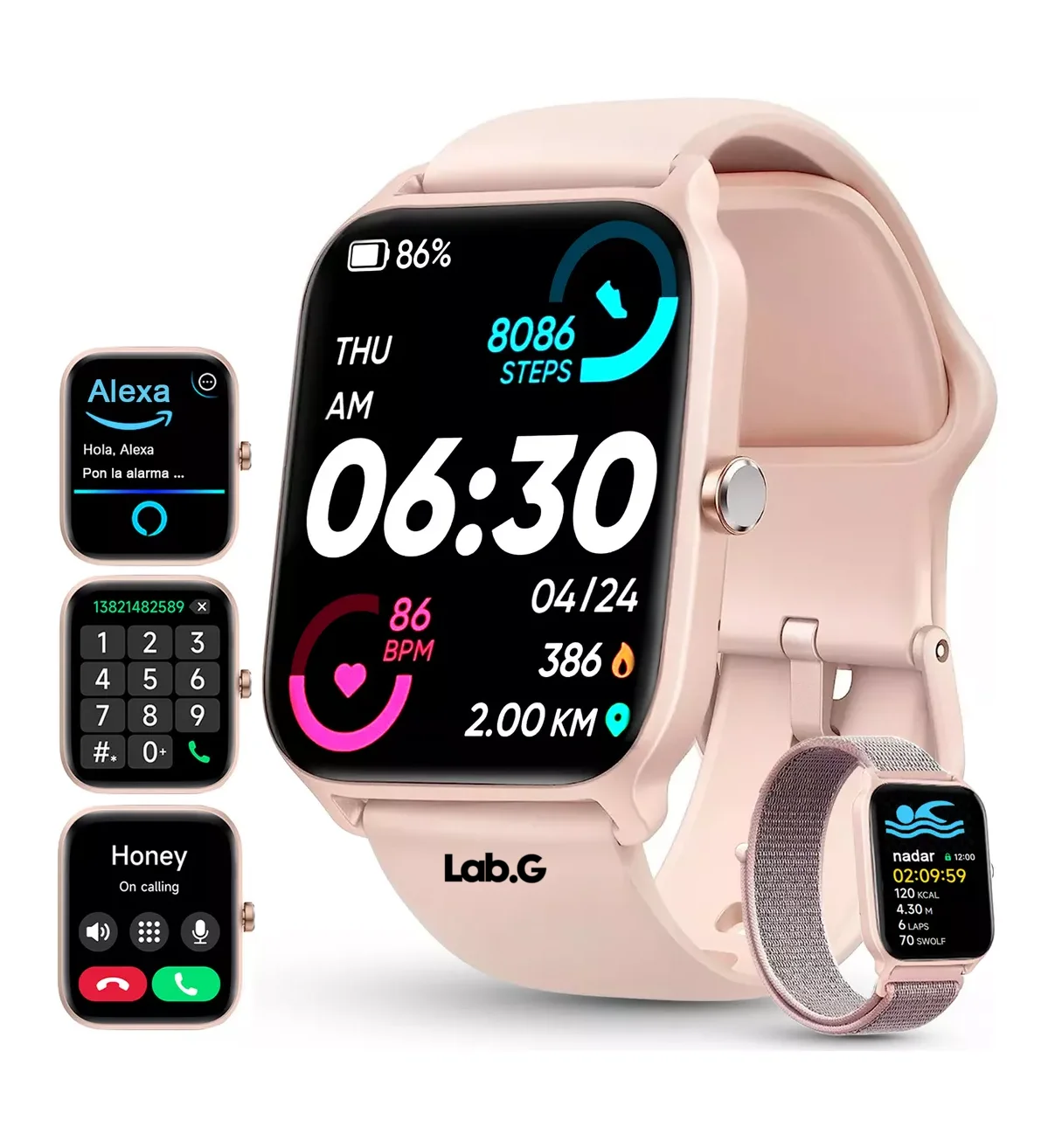 Smartwatch Reloj Inteligente Bluetooth Llamadas Para Alexa Lab.G Rosa