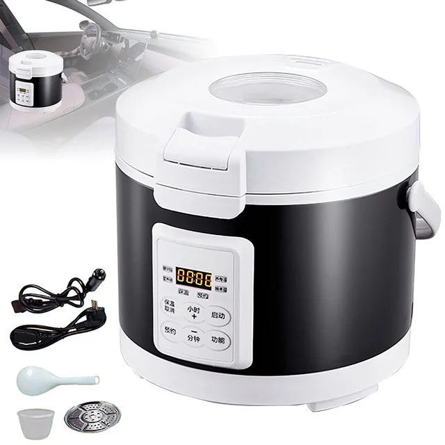Cuisinière à riz compacte 3L 12V-24V+220V tri-tension, légère, portable, électrique, pour le camping, les voyages en camping-car 1