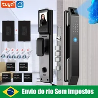 Fechadura digital de porta com reconhecimento facial 3D, com câmera, senha de impressão digital, fechadura eletrônica sem chave,duas baterias