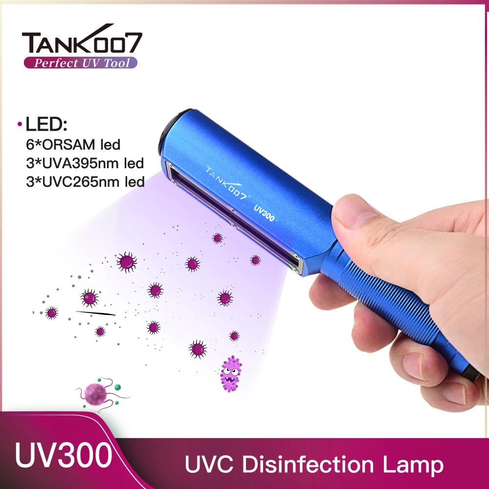 TANK007 UV300 UVC Sterilizing Lamp UV 395nm Light White ORSAM LED Flashlight 18650 Rechargeable Disinfection Torchlight EDC