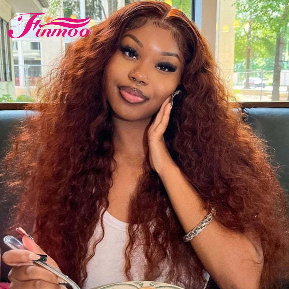 

13x6 Lace Front Human Hair Wigs For Women 36 Inch Deep Curly Human Hair Wig On Sale Brazilian Reddish Brown Lace Frontal Wig