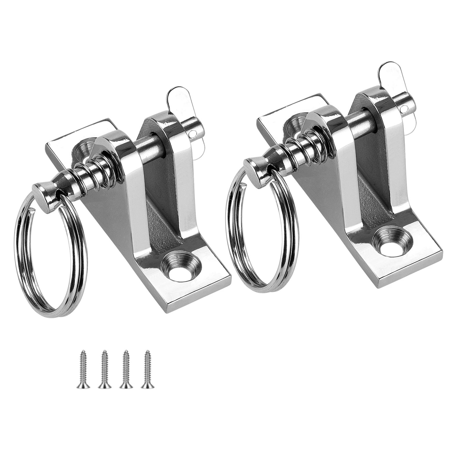 Bimini Top Deck Hinge with Quick Release pin, 316 Stainless Steel, 90° Deck Hinge, Installation Screws(2 Packs) 90 degree ss316 boat bimini top deck hinge with quick release pin marine kayak canoe boat cover bimini sprayhood