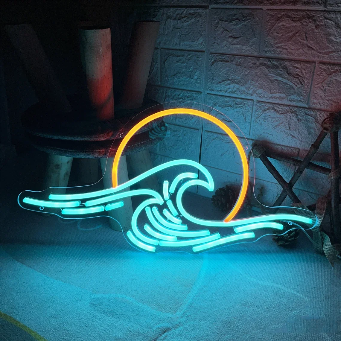 Insegna Al Neon LED A Forma Di Onda - Dimmerabile, 38x22cm, USB, Per Camera E Soggiorno - Foto 12