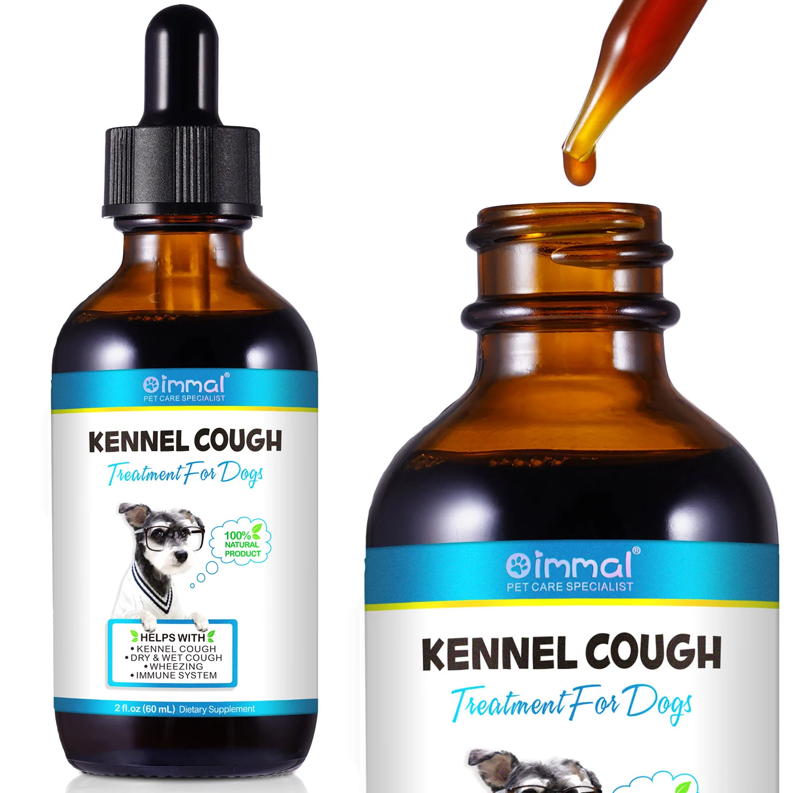 Kennel Cough Relief Drops Treatment for All Dogs Help with Cold Cough Dry and Wet Wheezing Immune System Pure Natural