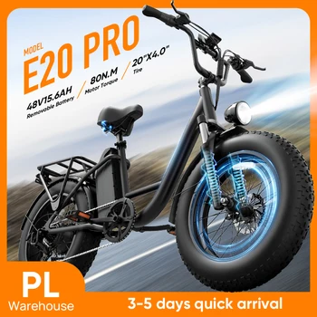 Urlife E20PRO Bici Elettrica da Pendolare 1500W, Pneumatici 26x4'', Display LCD Rimovibile 48V 15.6Ah, 7 Velocità, Freni a Disco Idraulici per Adulti
