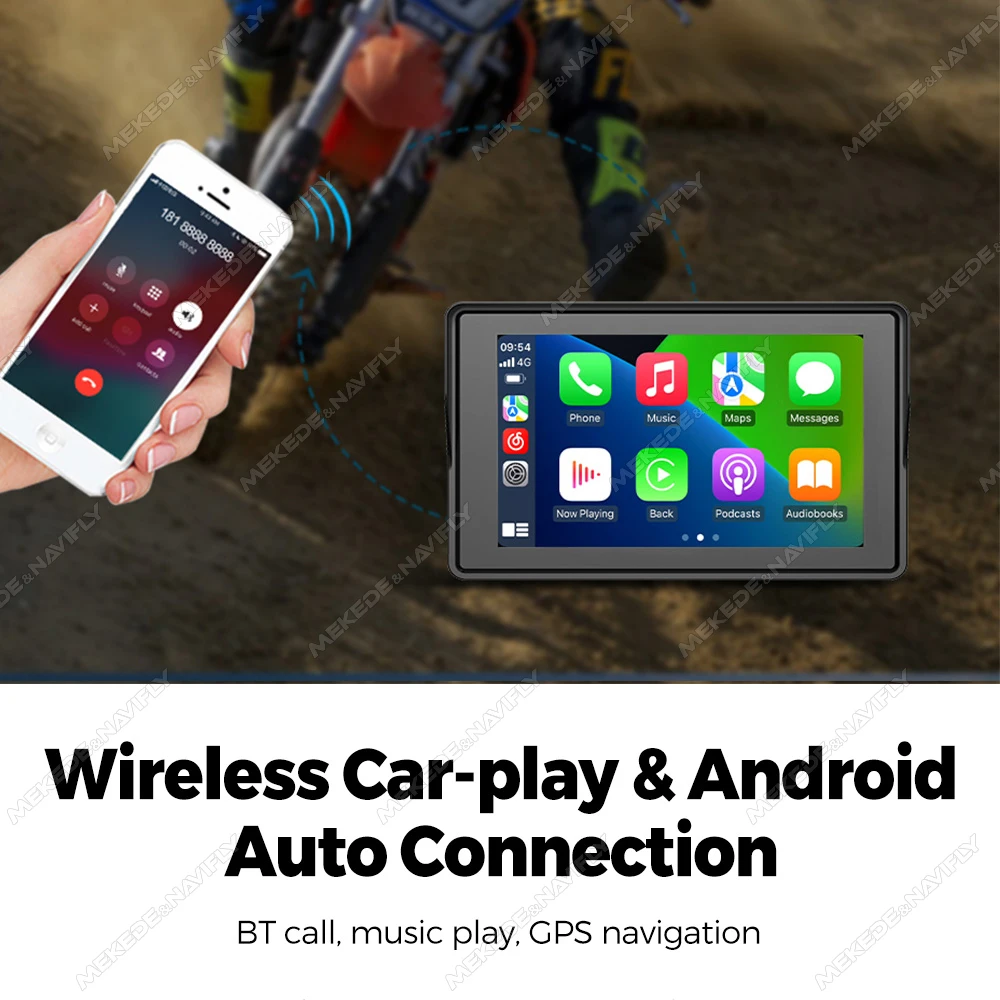 토모스트롱 5인치 오토바이 네비게이션 화면 무선 카플레이 안드로이드 오토 햇빛 가리개 커버 (오토바이 범용)