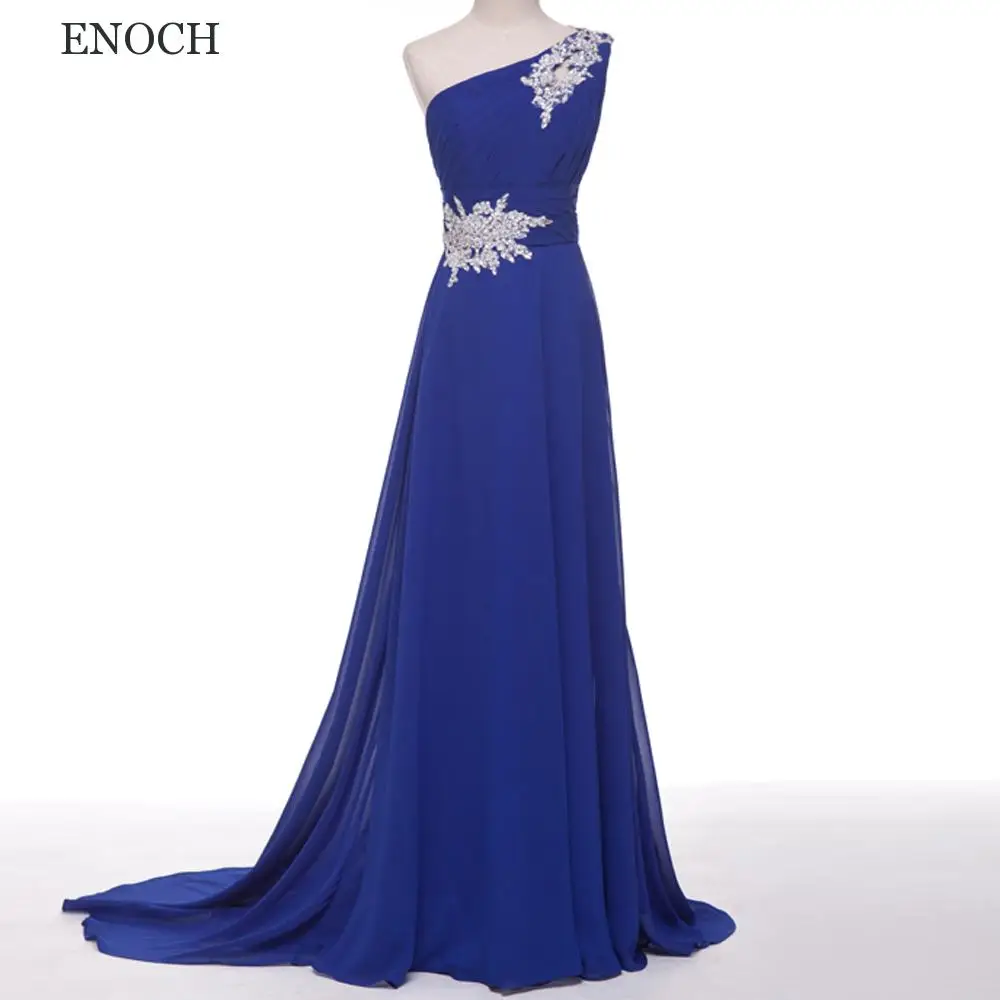 

ENOCH One Shoulder Beading A-Line Evening Dresses Elegant Sleeveless Backless Chiffon Formal Gowns Custom Made Vestido De Noche